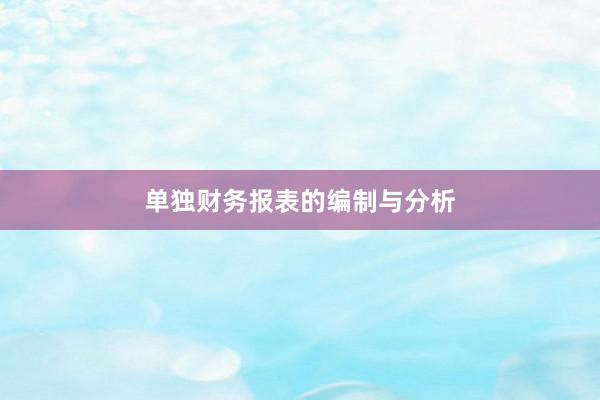 单独财务报表的编制与分析